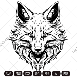 Fox svg /FOX Face svg / Fox Head svg / Fox Mascot svg / Fox Printable /Fox detailed/ INSTANT DOWNLOAD