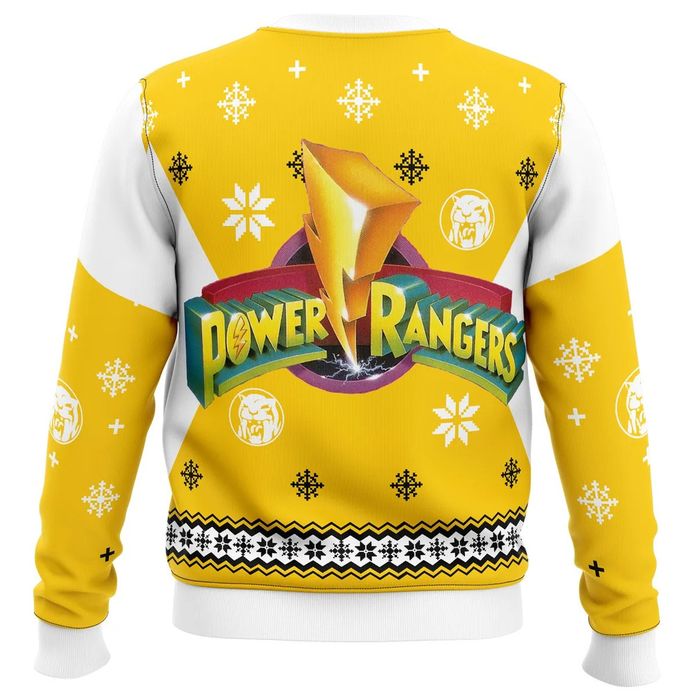 Mighty Morphin Power Rangers Yellow All Over Print Ugly Hoodie 3D Zip Hoodie 3D Ugly Christmas Sweater 3D Fleece Hoodie