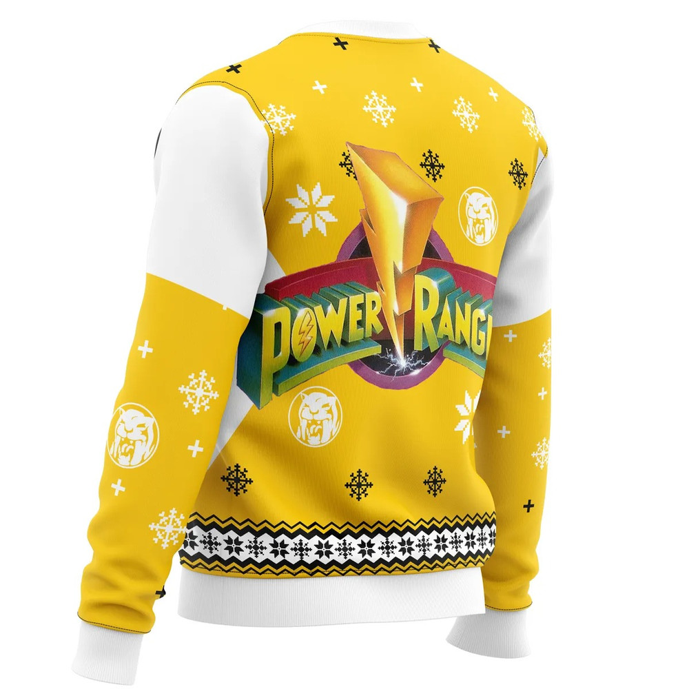 Mighty Morphin Power Rangers Yellow All Over Print Ugly Hoodie 3D Zip Hoodie 3D Ugly Christmas Sweater 3D Fleece Hoodie