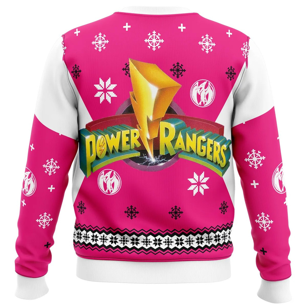 Mighty Morphin Power Rangers Pink All Over Print Ugly Hoodie 3D Zip Hoodie 3D Ugly Christmas Sweater 3D Fleece Hoodie