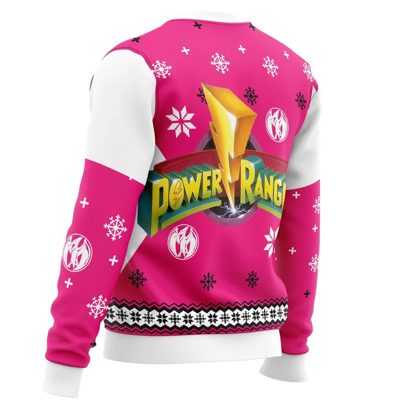 Mighty Morphin Power Rangers Pink All Over Print Ugly Hoodie 3D Zip Hoodie 3D Ugly Christmas Sweater 3D Fleece Hoodie