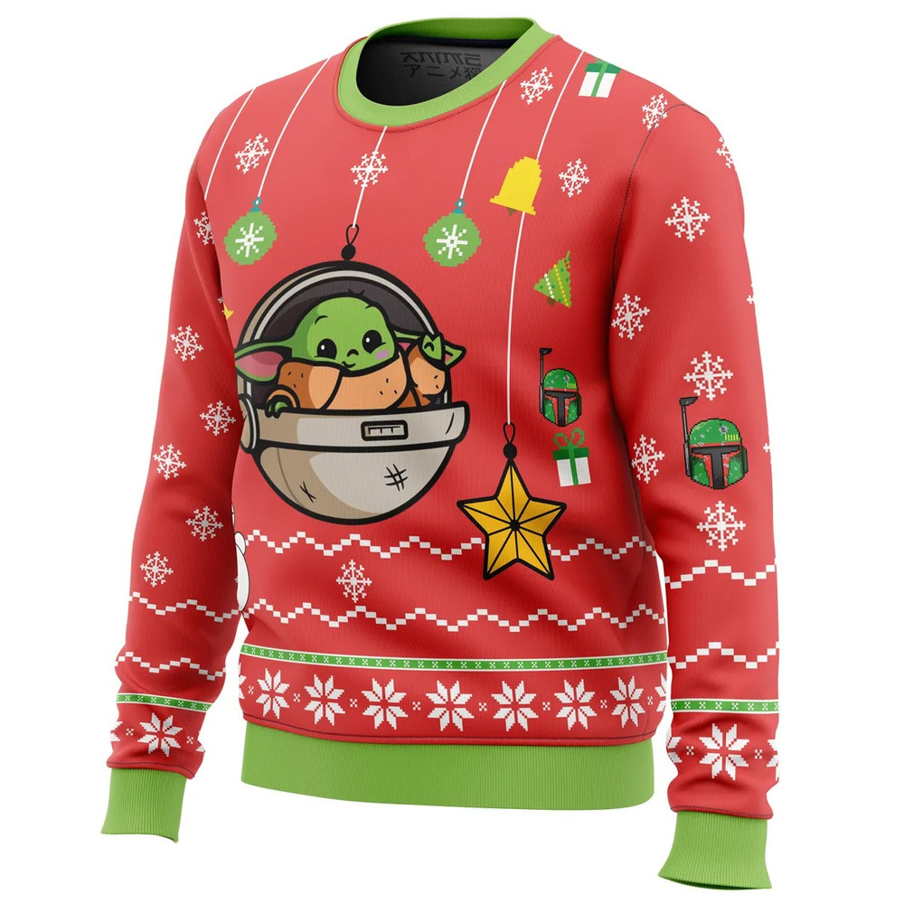 Baby Yoda All Over Print Ugly Hoodie 3D Zip Hoodie 3D Ugly Christmas Sweater 3D Fleece Hoodie