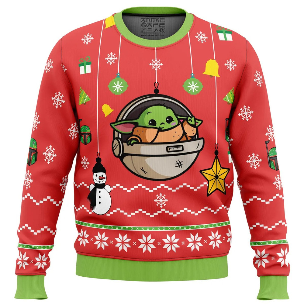 Baby Yoda All Over Print Ugly Hoodie 3D Zip Hoodie 3D Ugly Christmas Sweater 3D Fleece Hoodie