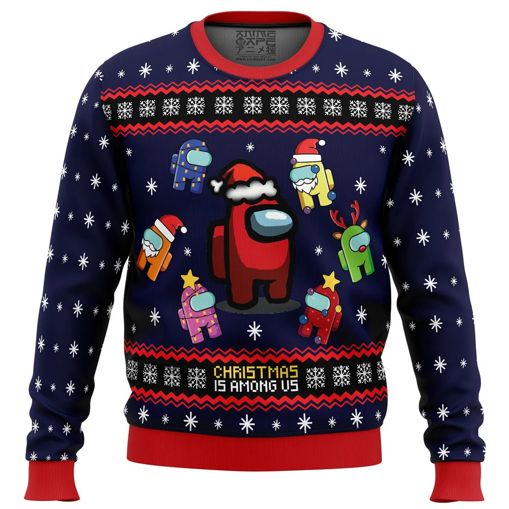 Christmas is Among Us All Over Print Ugly Hoodie 3D Zip Hoodie 3D Ugly Christmas Sweater 3D Fleece Hoodie
