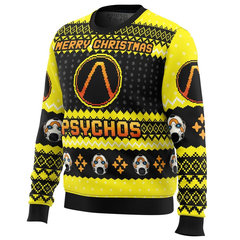 Merry Christmas Psychos Borderlands All Over Print Ugly Hoodie 3D Zip Hoodie 3D Ugly Christmas Sweater 3D Fleece Hoodie