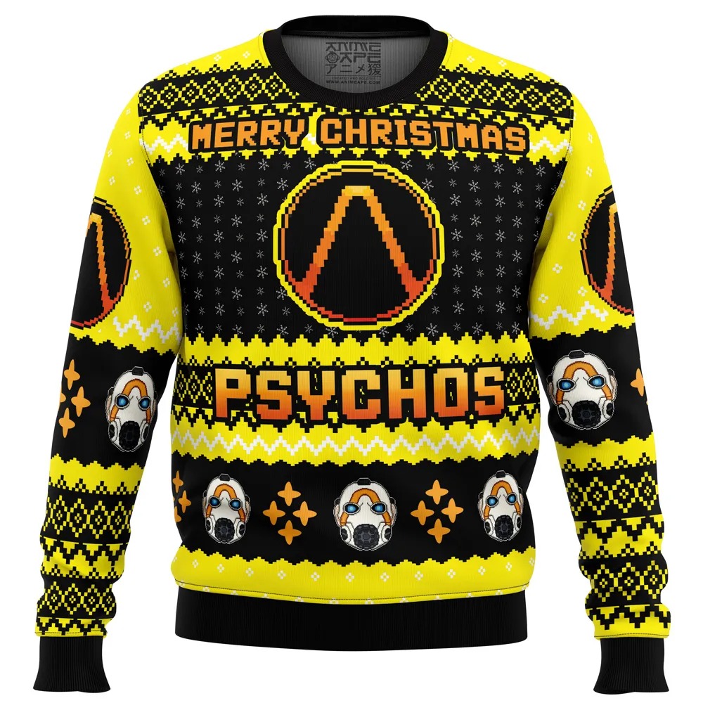 Merry Christmas Psychos Borderlands All Over Print Ugly Hoodie 3D Zip Hoodie 3D Ugly Christmas Sweater 3D Fleece Hoodie