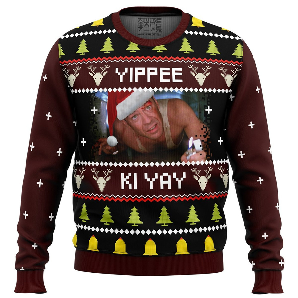Yippee Ki Yay Ugly Dia Hard All Over Print Ugly Hoodie 3D Zip Hoodie 3D Ugly Christmas Sweater 3D Fleece Hoodie