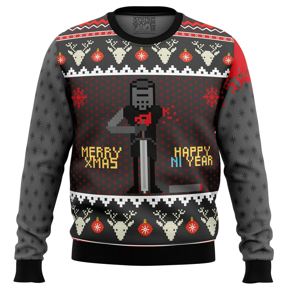 Merry Xmas and Happy Ni Year Monty Python Ugly Hoodie 3D Zip Hoodie 3D Ugly Christmas Sweater 3D Fleece Hoodie