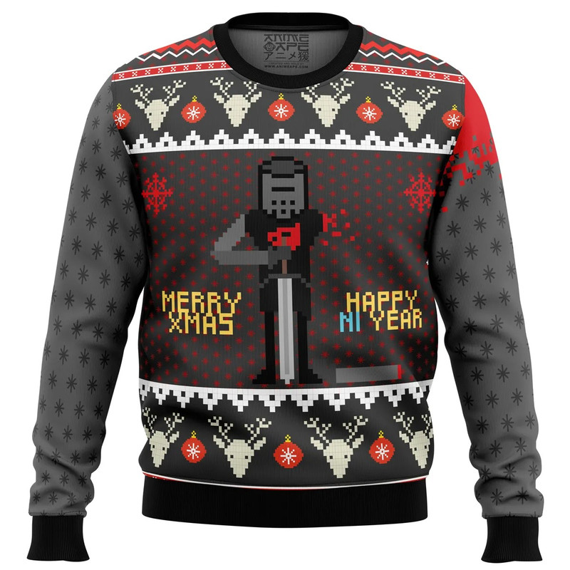 Merry Xmas and Happy Ni Year Monty Python Ugly Hoodie 3D Zip Hoodie 3D Ugly Christmas Sweater 3D Fleece Hoodie