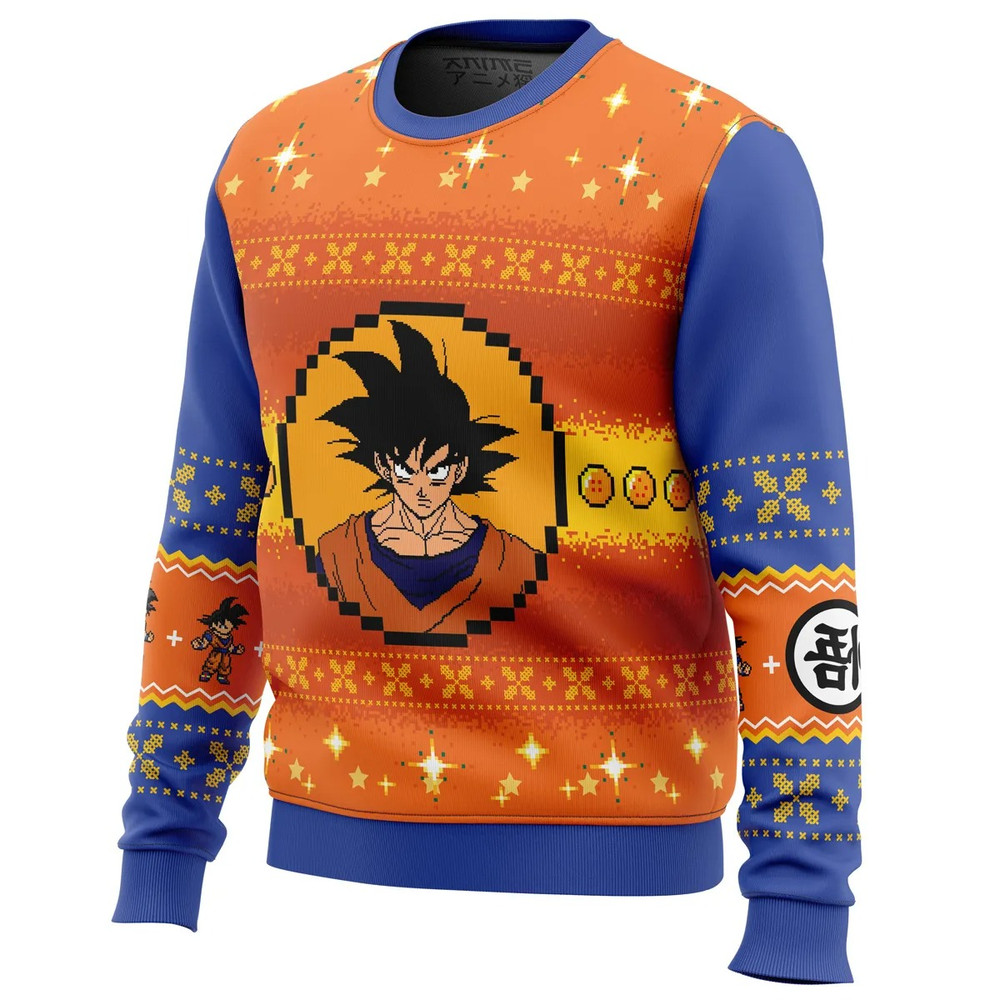Dragon Ball Z Goku Christmas All Over Print Ugly Hoodie 3D Zip Hoodie 3D Ugly Christmas Sweater 3D Fleece Hoodie