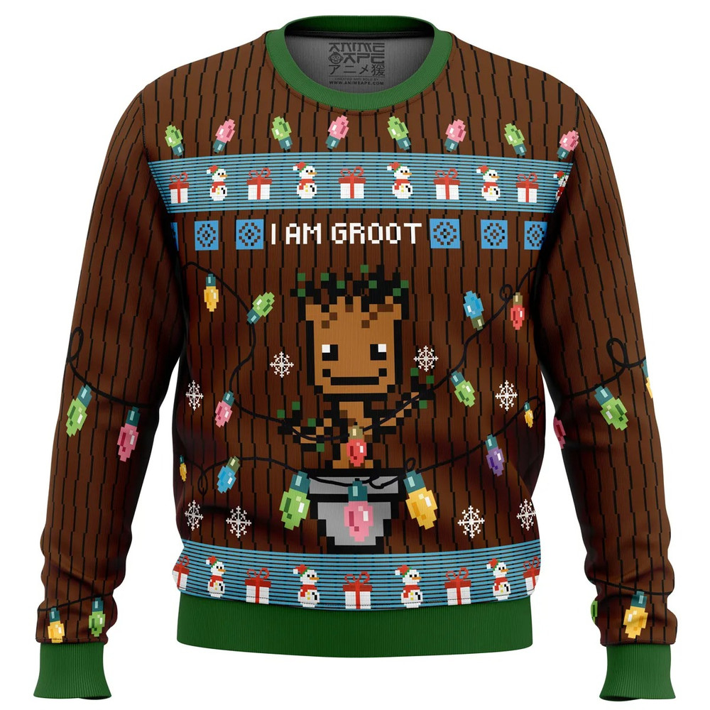 I am Groot All Over Print Ugly Hoodie 3D Zip Hoodie 3D Ugly Christmas Sweater 3D Fleece Hoodie