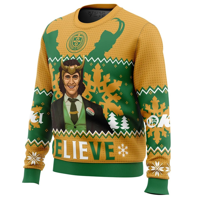 Believe Loki Marvel All Over Print Ugly Hoodie 3D Zip Hoodie 3D Ugly Christmas Sweater 3D Fleece Hoodie