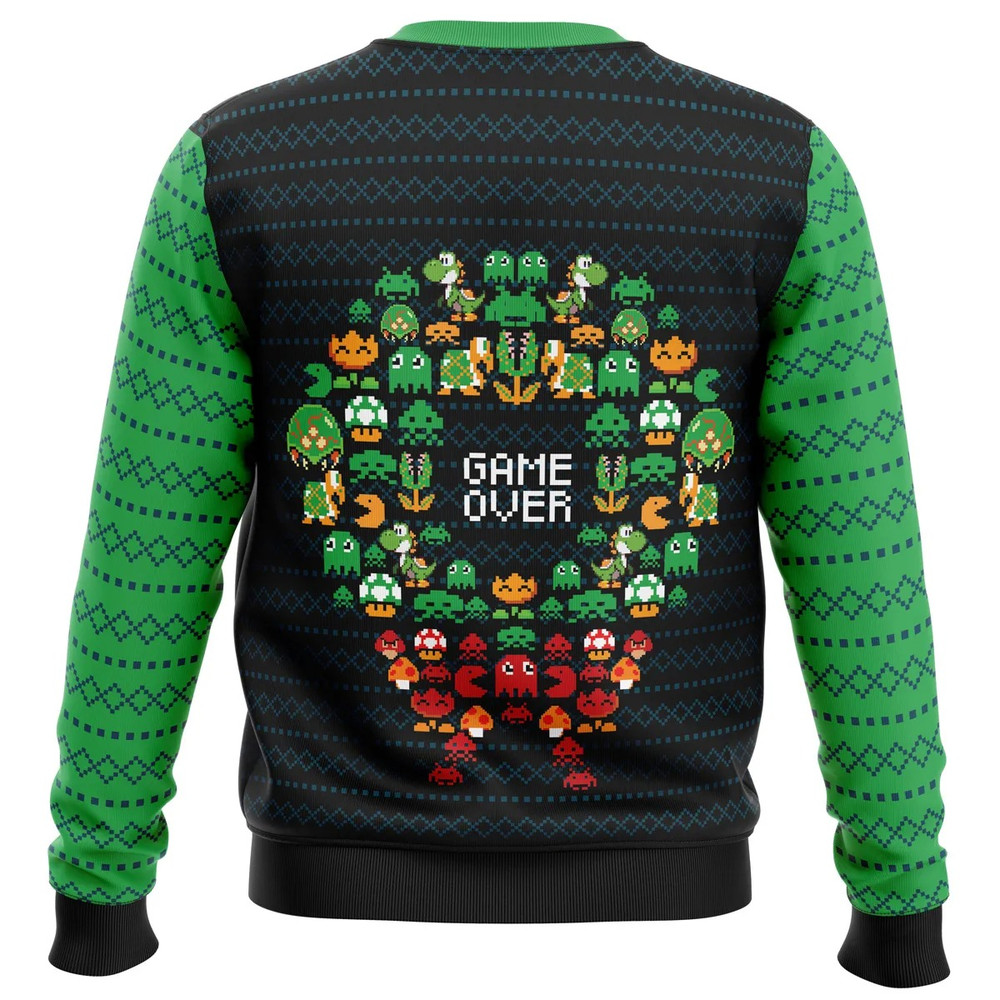 Game Over Nintendo All Over Print Ugly Hoodie 3D Zip Hoodie 3D Ugly Christmas Sweater 3D Fleece Hoodie