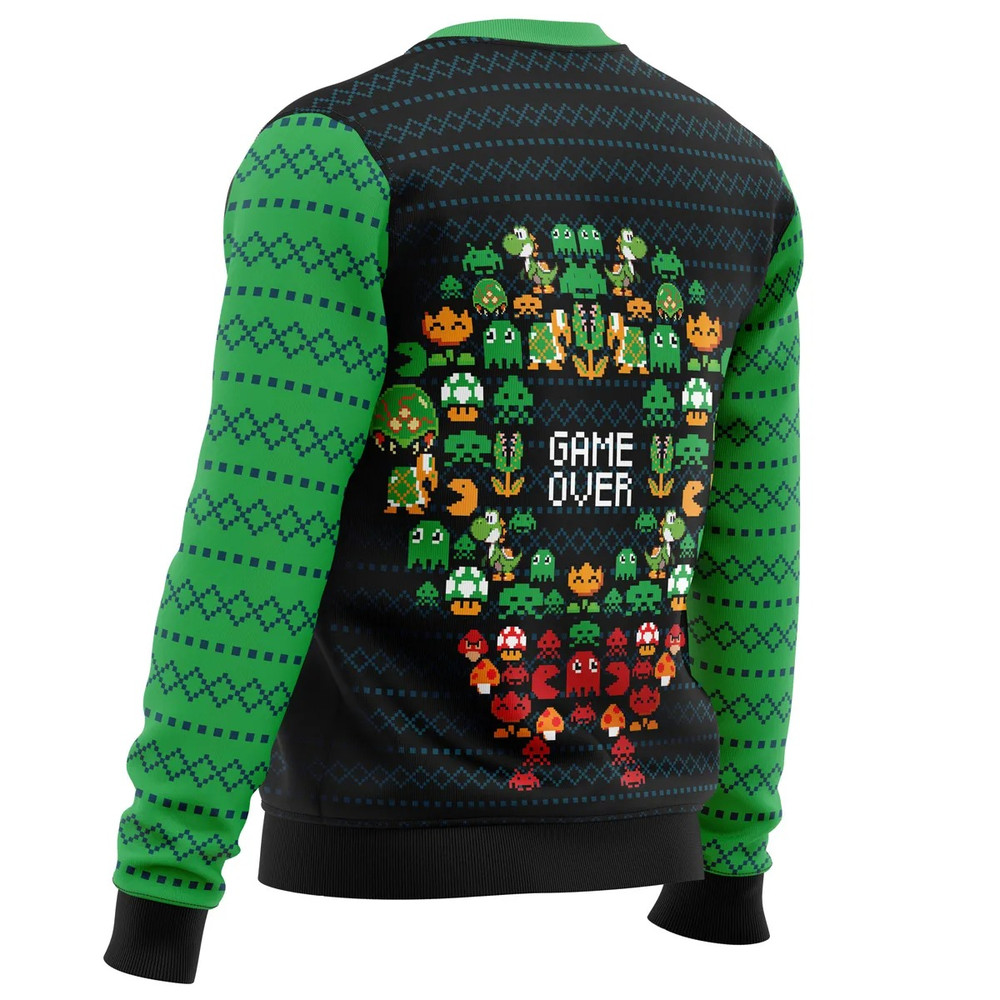 Game Over Nintendo All Over Print Ugly Hoodie 3D Zip Hoodie 3D Ugly Christmas Sweater 3D Fleece Hoodie