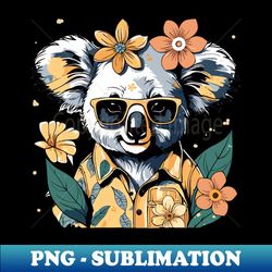 koala in shirt among flowers stylish charm - elegant sublimation png download - boost your success with this inspirational png download