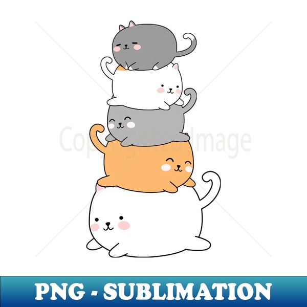 Fat Cat Stack Funny - PNG Sublimation Digital Download - Rev - Inspire ...