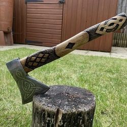 christmas gift custom handmade carbon steel hunting viking hatchet tactical bearded ragnar axe