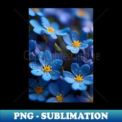 little blue flowers s - modern sublimation png file - create with confidence