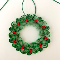 Christmas wreath / Quilled Christmas wreath / Paper ornament / Quilling paper / Ornament tree / Handmade decor