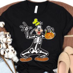 disney goofy skeleton funny halloween pumpkin shirt, mickeys not so scary party gifts, disney trick or treat, halloween