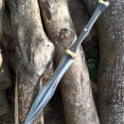 27 inches handmade high carbon steel spear sword with handmade leather sheath