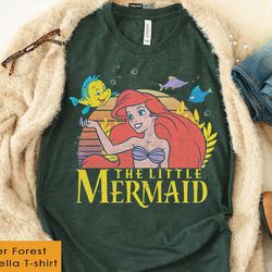 disney little mermaid ariel flounder logo graphic tshirt, disney family matching shirt, walt disney world shirt, disneyl