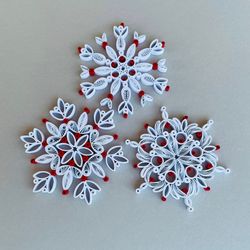 3 Quilled Snowflakes/ Paper Snowflake / Quilled Ornament /Snowflake Ornament / Custom Christmas Ornament /Paper Ornament