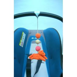 Fox stroller toy pram, orange pram toy, car seat toy, crochet baby rattle, forest pram decoration, forest stroller