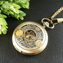 Mechanical Pocket Watch Steampunk Pendant Necklace Antique Style Steam Punk Jewelry Unisex Accessory Memorable Gift 8316