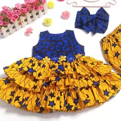 Baby's Clothes Set, Toddlers Gift Set For Girls, Birthday Party Gift Dress, African Print Dress, Stocking Filler, Gift