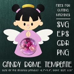 Angel Girl | Christmas Candy Dome | Christmas Ornament | Paper Craft Template | Sucker Holder SVG