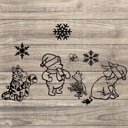 Winnie The Pooh Christmas Friends SVG Digital Cricut File SVG EPS DXF PNG