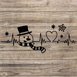 Retro Christmas Heartbeat Snowman SVG Digital Cricut File SVG EPS DXF PNG