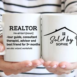 custom realtor mug, realtor definition coffee mug, real estate agent cup, gift for realtor, sold by coffee mug, realtor