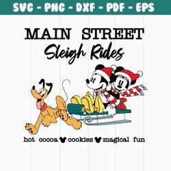 main street sleigh rides hot cocoa cookies svg digital files