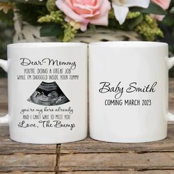 personalized ultrasound mug, sonogram picture gift for mom to be, pregnancy coffee mug, expecting ceramic mug, mothers d