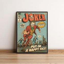 joker comic book poster, joker wall art, joker art print, joker wall decor, dc comic poster, canvas wall art, canvas wal