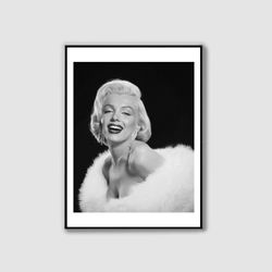 marilyn monroe fashion poster, marilyn monroe print, black and white, wall art, wall decor, printable art, feminist post