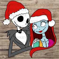 Merry Christmas Jack And Sally, SVG And PNG Files, Layered, Clip Art. SVG EPS DXF PNG