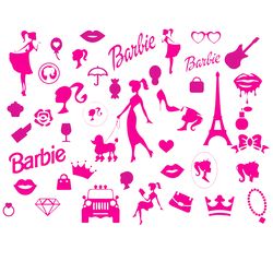 Barbi Icons Bundle Logo Babe Doll Girly Princesse Svg Silhouette