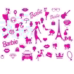 barbi icons bundle logo babe doll girly princesse svg silhouette