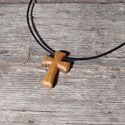 hand carved religious wooden cross necklace, cross necklace for men and women, christian jewelry, wood pectoral cross