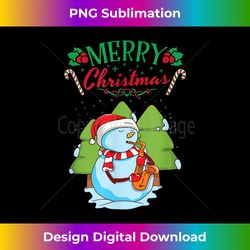 Merry Christmas Candy Cane Snowman Saxophone Player Sax - Futuristic PNG Sublimation File - Enhance Your Art with a Dash of Spice