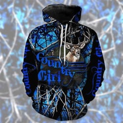 hunting deer country girl hoodie 3d all over print custom name v