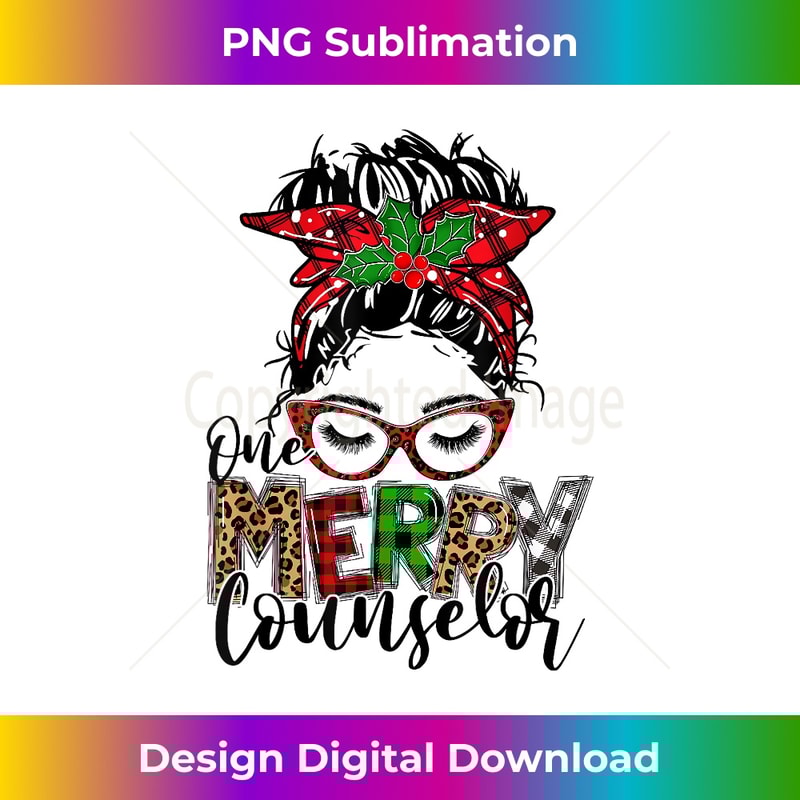 JO-20231112-1741_Red Plaid One Merry Counselor Messy Bun Christmas Pajamas 1.jpg