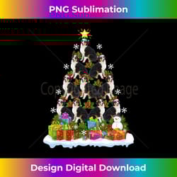 xmas lighting santa hat australian shepherd christmas tree long slee - futuristic png sublimation file - pioneer new aesthetic frontiers