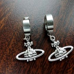 Vivienne Westwood inspired earrings Clip-on saturn orbit earrings Nana Osaki anime earrings Planet earrings Gift for her