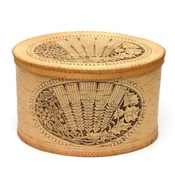 Bread box made of birch bark Capercaillie. Wooden bread box