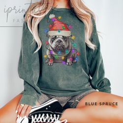 bulldog christmas, bulldog sweatee, bulldog christmas sweatshirt, christmas bulldog owner gift comfort colors