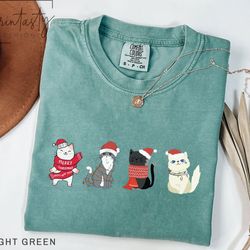 christmas cat t-shirt, cute christmas cat t-shirt, christmas gift for cat lovers, holiday, christmas cat owner shirt, ip
